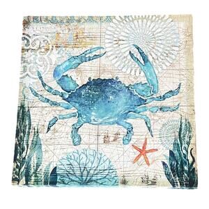 Nautical Sea Crab CANVAS PRINT ART 16" Wall Hanging Ocean Creature Sea Starfish
